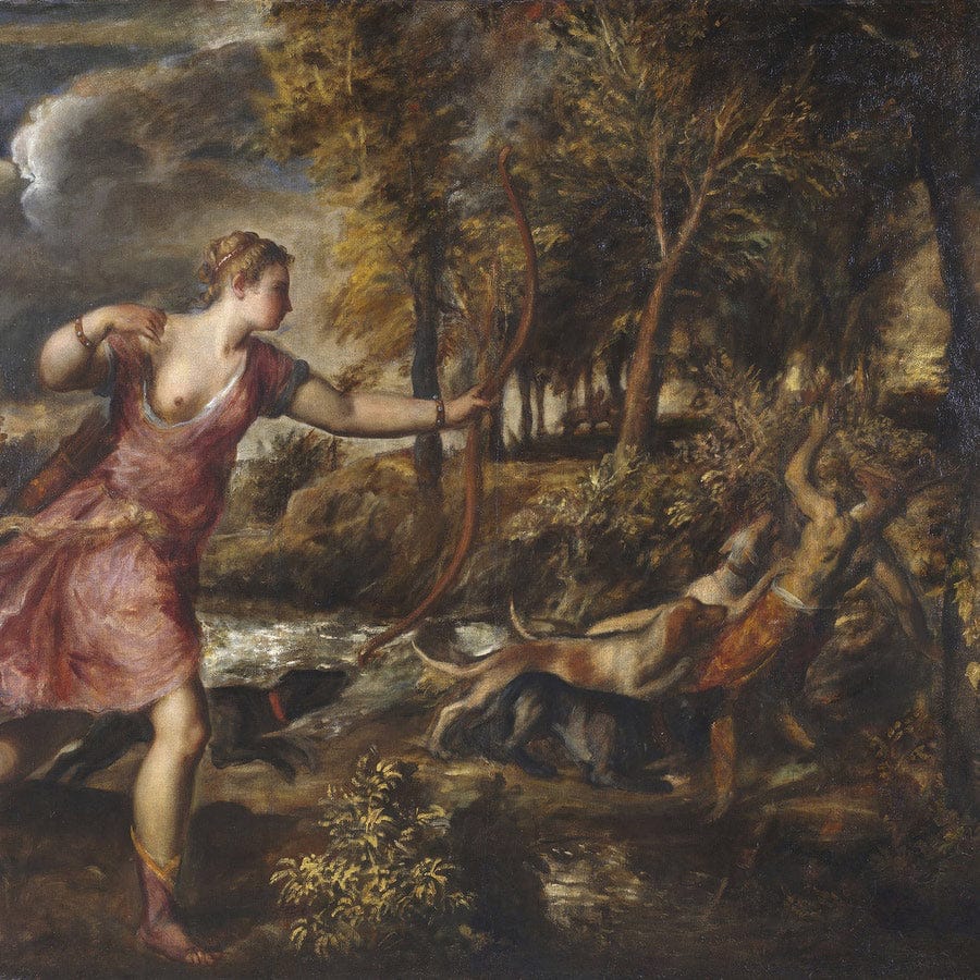 12" x 12" / Fine Art Paper The Death Of Actaeon By Titian Fine Art Print