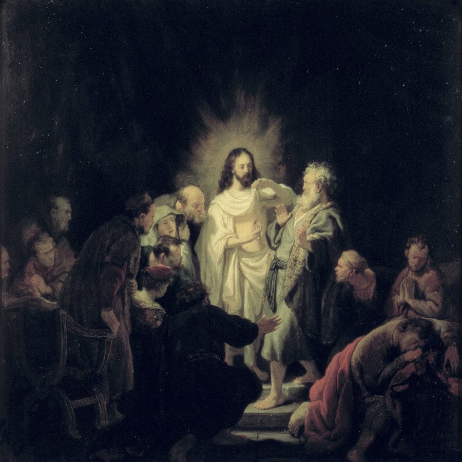 12" x 12" / Fine Art Paper The Incredulity Of St. Thomas By Rembrandt Fine Art Print