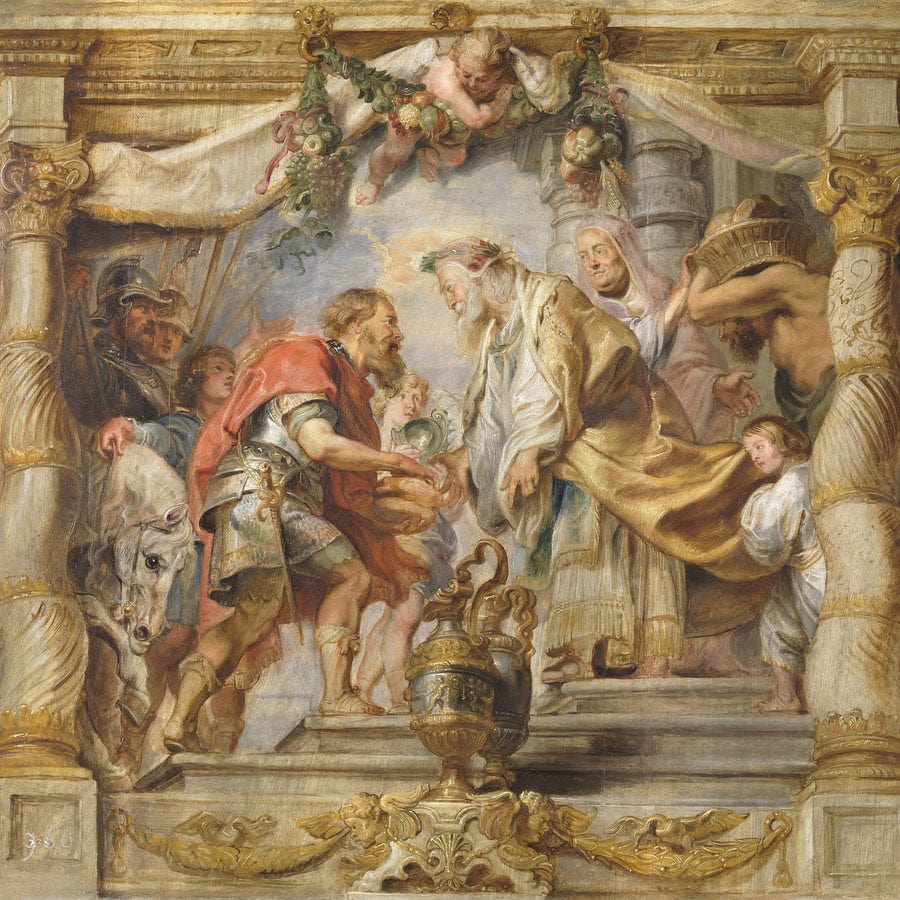12" x 12" / Fine Art Paper The Meeting Of Abraham And Melchizedek By Peter Paul Rubens Fine Art Print