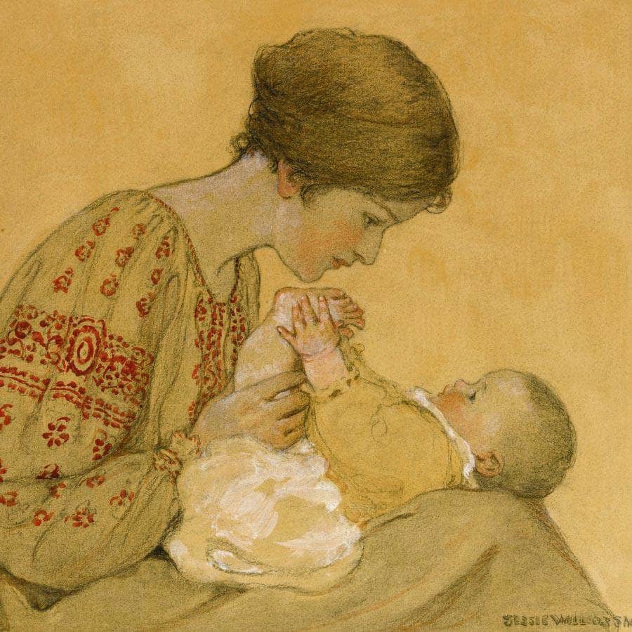 12" x 12" / Fine Art Paper The Newborn By Jessie Willcox Smith Fine Art Print