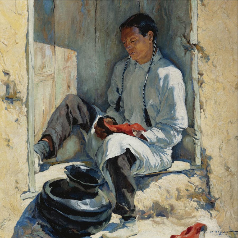 12" x 12" / Fine Art Paper The Red Moccasins By Walter Ufer Fine Art Print