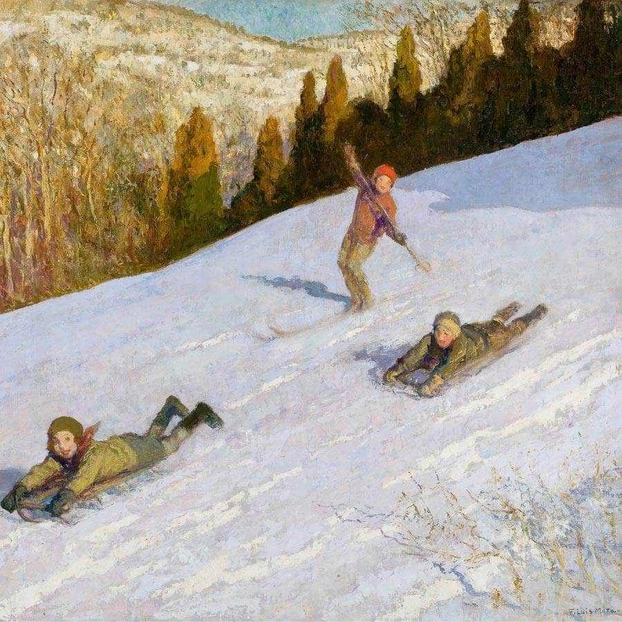 12" x 12" / Fine Art Paper The Winter Race By Francis Luis Mora Fine Art Print