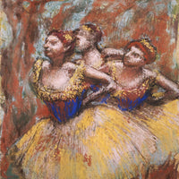 12" x 12" / Fine Art Paper Three Dancers (Yellow Skirts, Blue Blouses) By Edgar Degas Fine Art Print