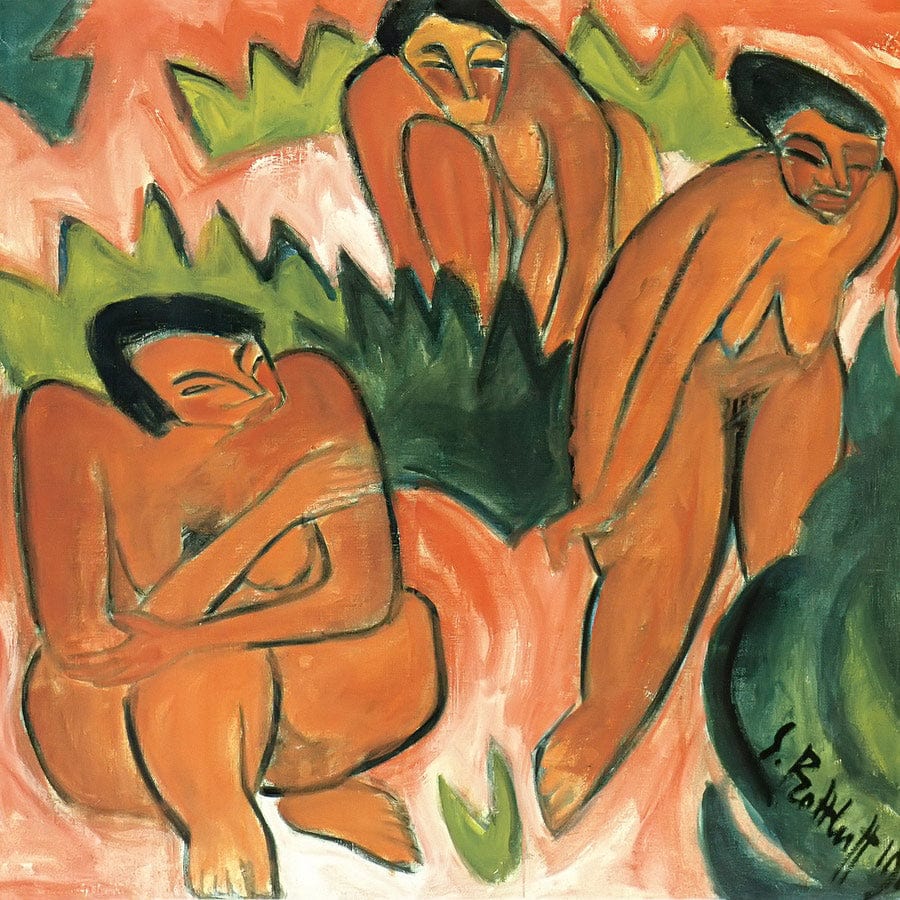 12" x 12" / Fine Art Paper Three Nudes (Dune Picture From Nidden) M9 Karl Schmidt Rottluff Fine Art Print