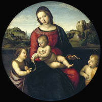 12" x 12" / Fine Art Paper Tondo Of The Virgin And Child With John The Baptist And A Holy Boy (The Madonna Terrranuova) By Raphael Fine Art Print