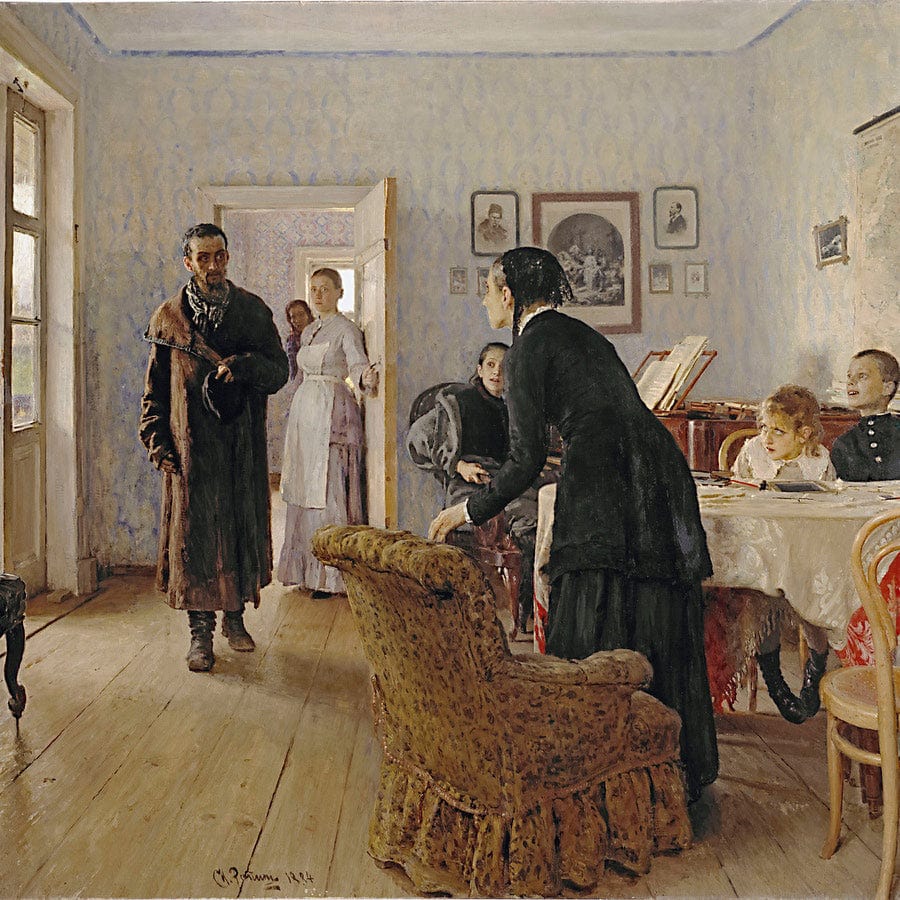 12" x 12" / Fine Art Paper Unexpected Visitors 1888 By Ilya Repin Fine Art Print