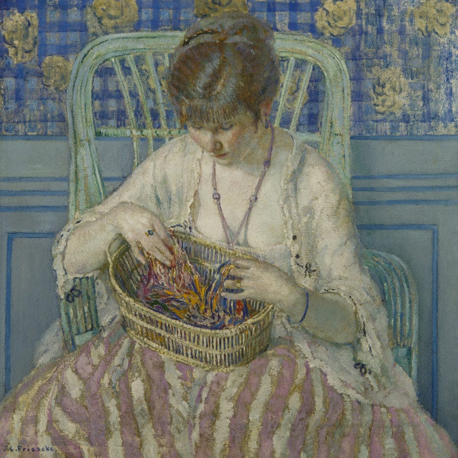12" x 12" / Fine Art Paper Unraveling Silk By Frederick Carl Frieseke Fine Art Print
