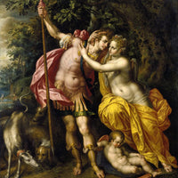 12" x 12" / Fine Art Paper Venus And Adonis By Hendrick De Clerck Fine Art Print