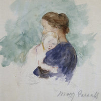 12" x 12" / Fine Art Paper Watercolor Of Mother And Child By Mary Cassatt Fine Art Print