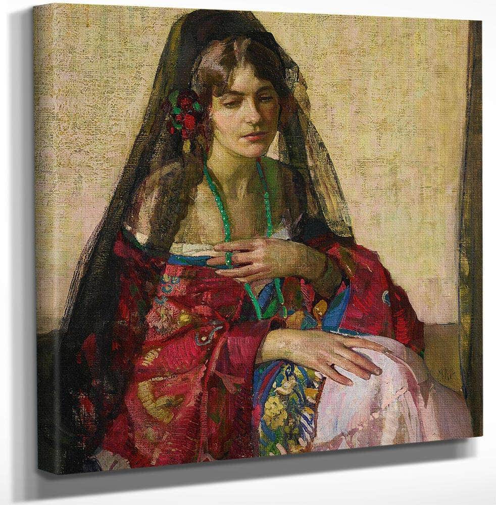 18" x 24" / Canvas Wrap Black Mantilla By Richard Edward Miller Fine Art Print