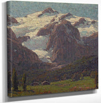 18" x 24" / Canvas Wrap Cabins Beneath An Alpine Glacier By Edgar Payne Fine Art Print