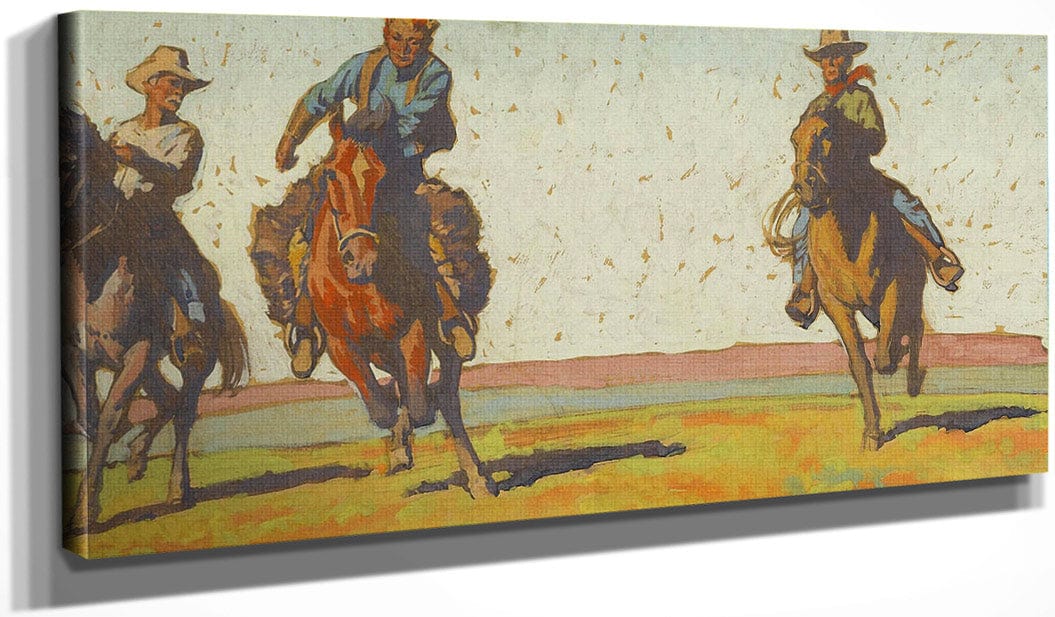 18" x 24" / Canvas Wrap Cowboys On The Plains 1921 By Maynard Dixon Fine Art Print