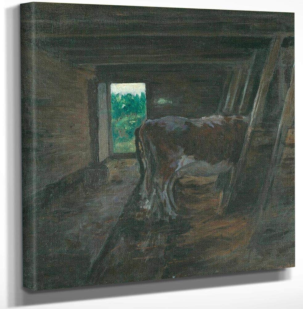 18" x 24" / Canvas Wrap Cowshed Interior By Nicolai Astrup Fine Art Print