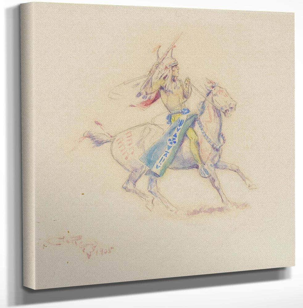 18" x 24" / Canvas Wrap Fighting Indian By Charles Marion Russell Fine Art Print