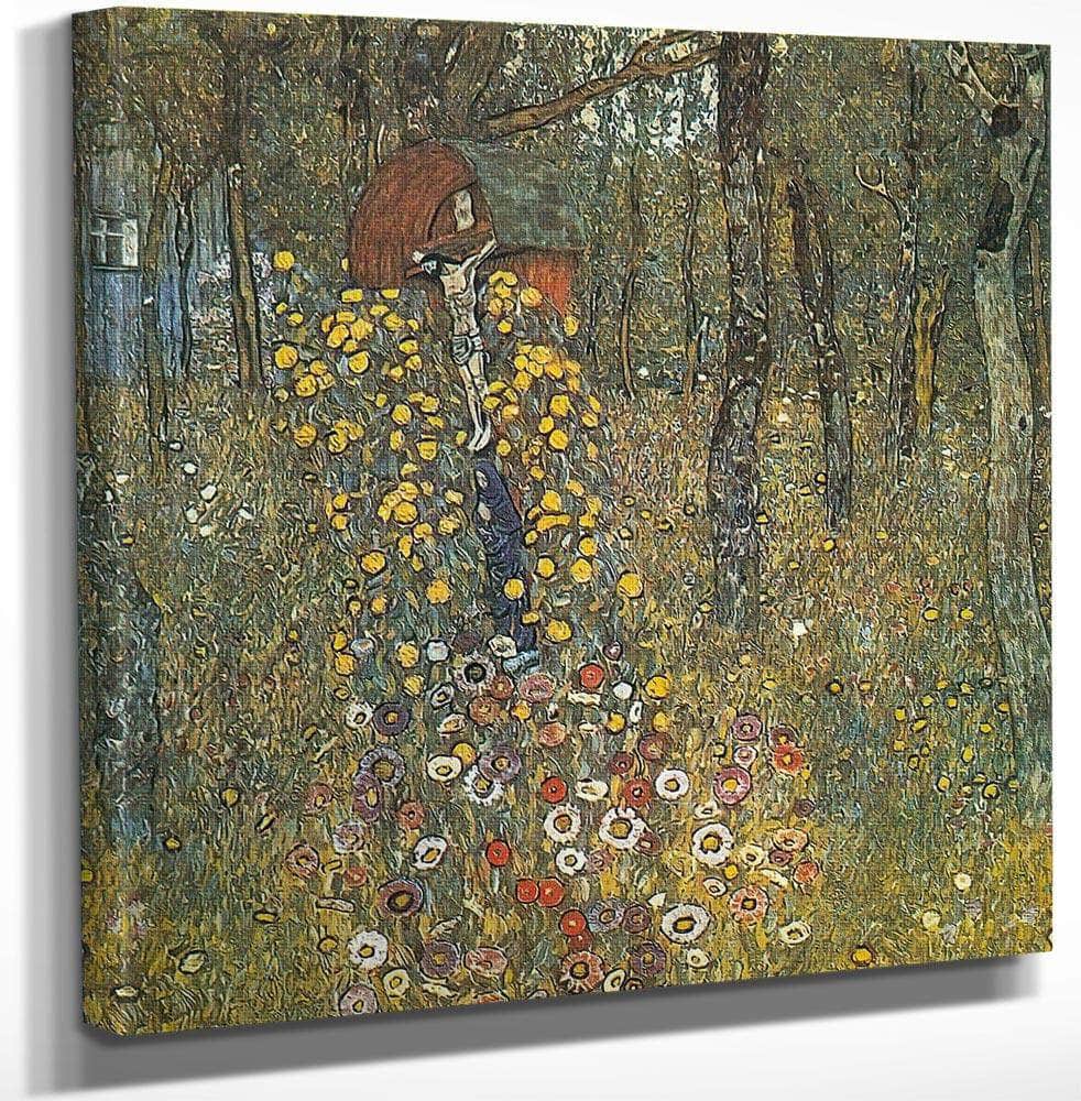 18" x 24" / Canvas Wrap Garden With Crucifix By Gustav Klimt Fine Art Print