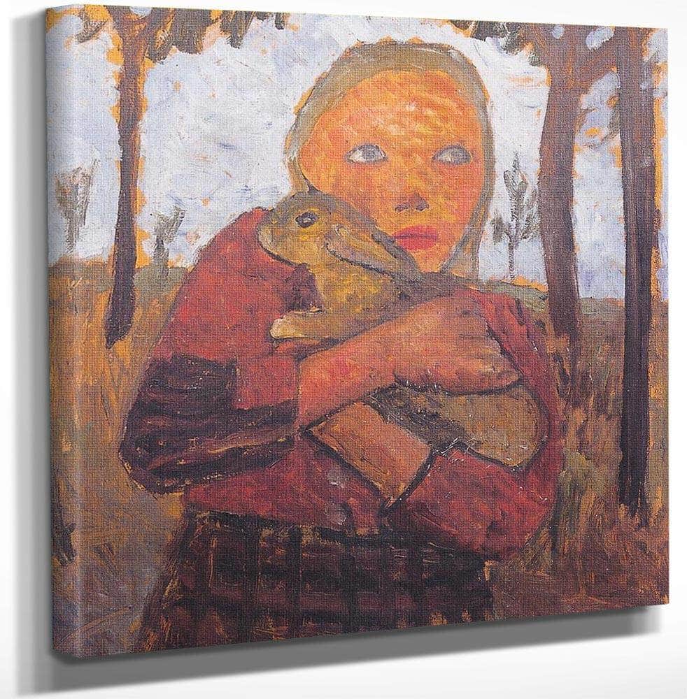 18" x 24" / Canvas Wrap Girl With Rabbit By Paula Modersohn Becker Fine Art Print