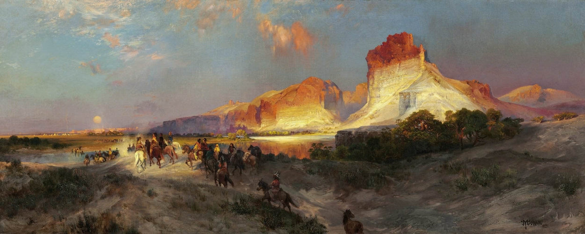 18" x 24" / Canvas Wrap Green River Cliffs Wyoming Painting Thomas Moran Canvas Art Fine Art Print