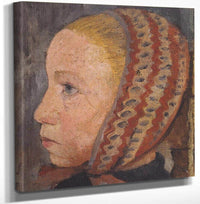 18" x 24" / Canvas Wrap Head Of A Girl With Striped Hat By Paula Modersohn Becker Fine Art Print