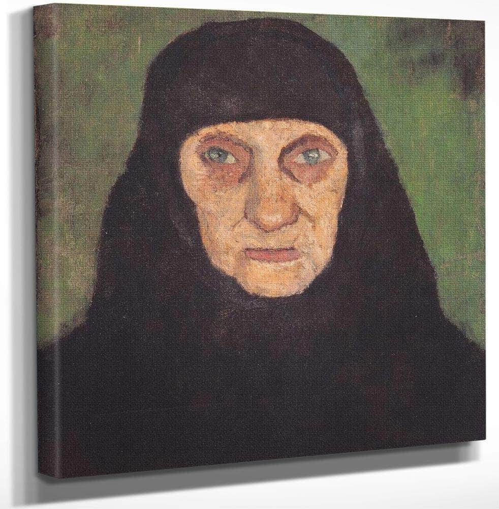 18" x 24" / Canvas Wrap Head Of An Old Woman With Black Scarf By Paula Modersohn Becker Fine Art Print