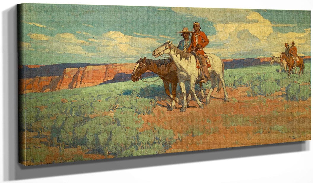 18" x 24" / Canvas Wrap Indians On The Plains By Edgar Payne Fine Art Print