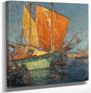 18" x 24" / Canvas Wrap Italian Fishing Boats In A Harbor By Edgar Payne Fine Art Print