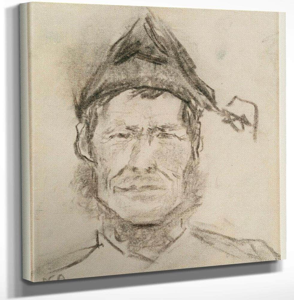 18" x 24" / Canvas Wrap Man's Head With Cap By Nicolai Astrup Fine Art Print