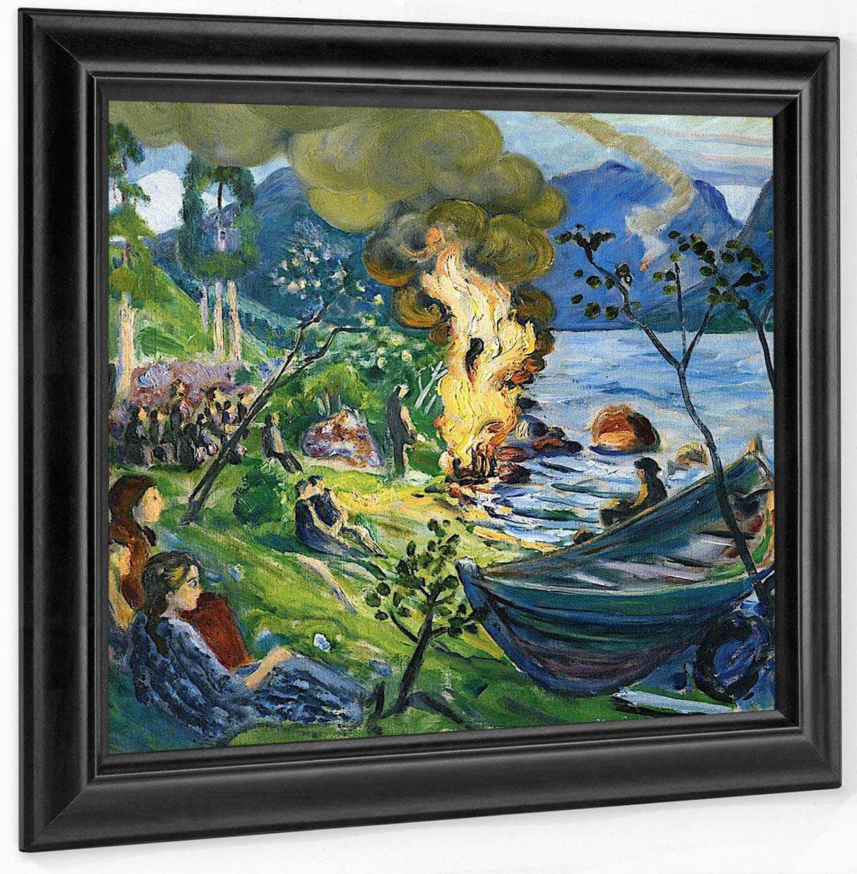 18" x 24" / Canvas Wrap Midsummer Eve Bonfire By Jølstravatnet By Nicolai Astrup Fine Art Print