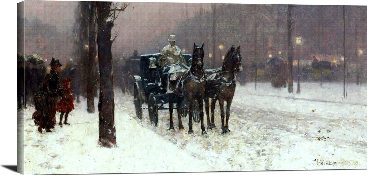 18" x 24" / Canvas Wrap Paris, Winter Day Painting Frederick Childe Hassam Canvas Art Fine Art Print