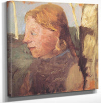 18" x 24" / Canvas Wrap Portrait Of A Girl In Profile Next To A Birch Trunk By Paula Modersohn Becker Fine Art Print