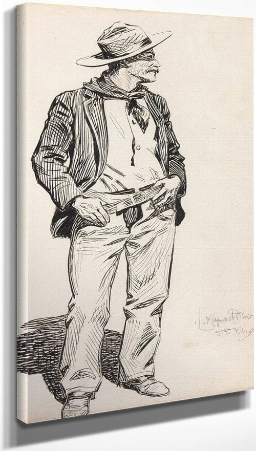 18" x 24" / Canvas Wrap Standing Gentleman 1895 By Maynard Dixon Fine Art Print