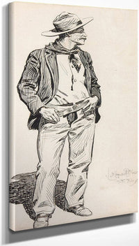 18" x 24" / Canvas Wrap Standing Gentleman 1895 By Maynard Dixon Fine Art Print