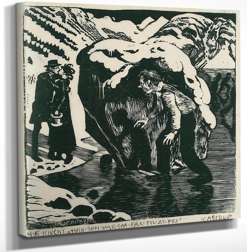 18" x 24" / Canvas Wrap The Chaplain And The Vicar's Daughter On The Ice By Nicolai Astrup Fine Art Print