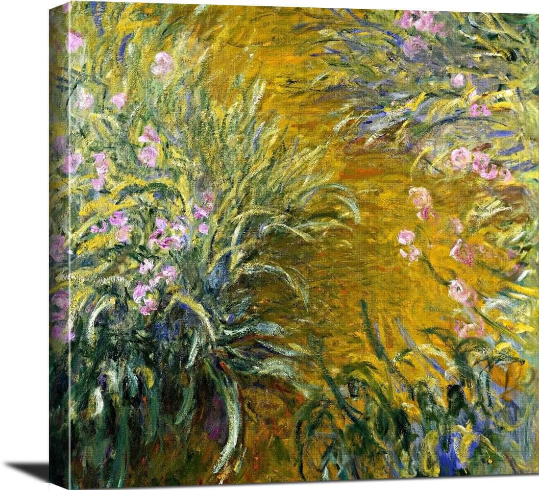 18" x 24" / Canvas Wrap The Path Through The Irises Painting Claude Monet Canvas Art Fine Art Print