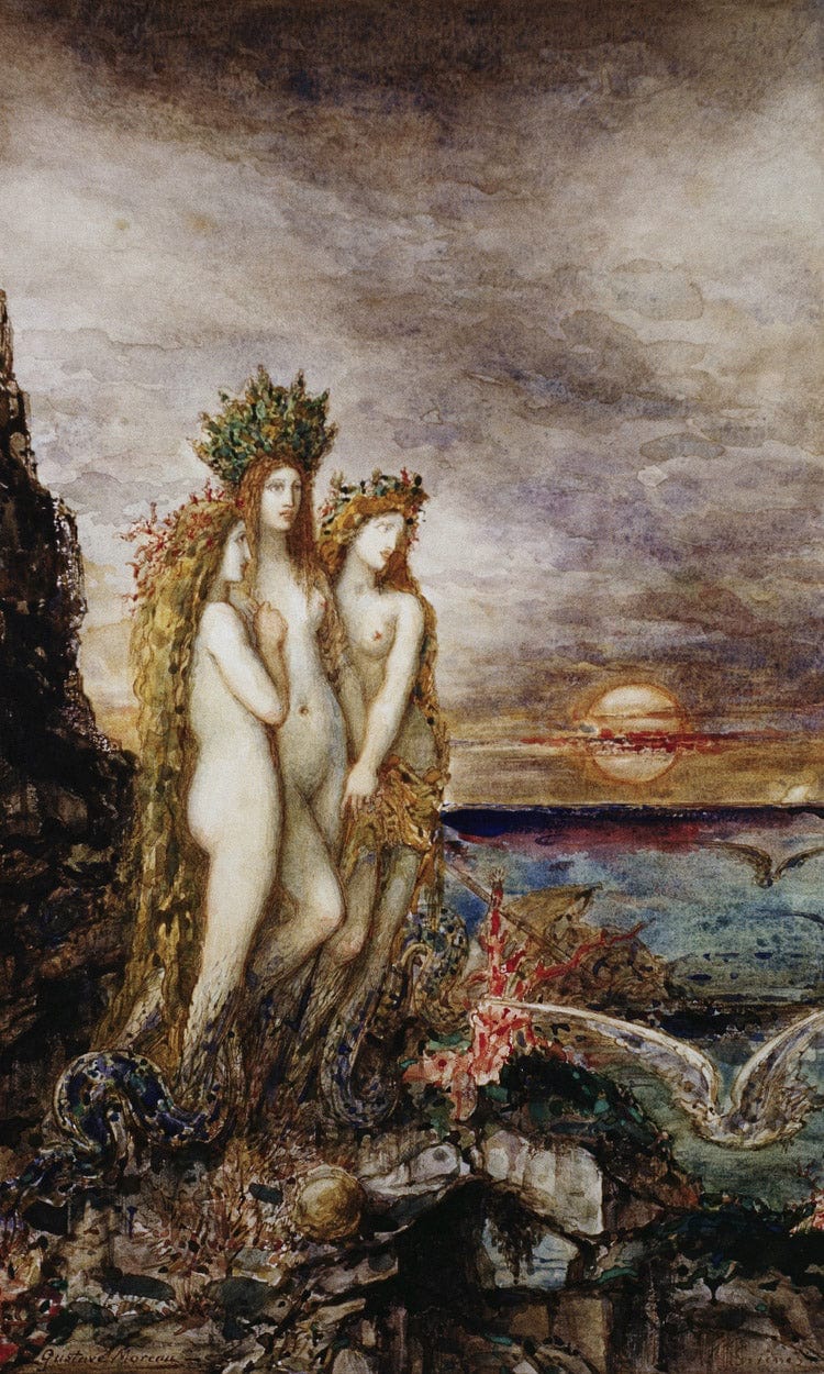 18" x 24" / Canvas Wrap The Sirens By Gustave Moreau Fine Art Print