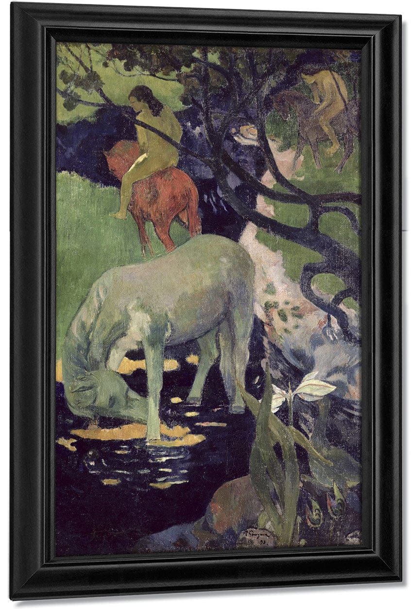 18" x 24" / Canvas Wrap The White Horse By Eugene Henri Paul Gauguin Fine Art Print