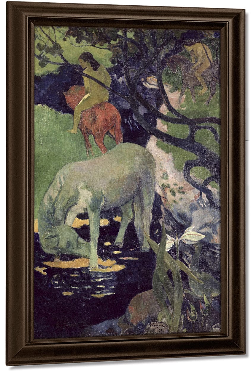 18" x 24" / Canvas Wrap The White Horse By Eugene Henri Paul Gauguin Fine Art Print