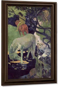 18" x 24" / Canvas Wrap The White Horse By Eugene Henri Paul Gauguin Fine Art Print