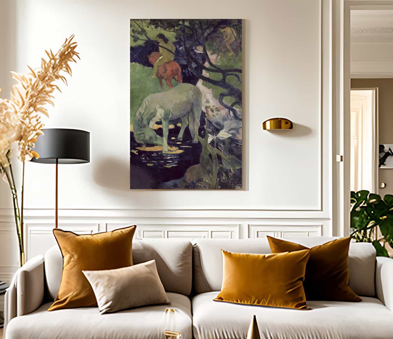 18" x 24" / Canvas Wrap The White Horse By Eugene Henri Paul Gauguin Fine Art Print