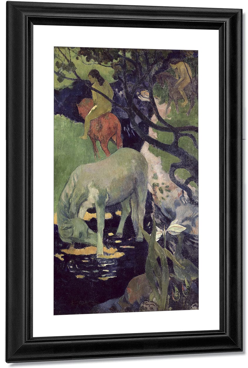 18" x 24" / Canvas Wrap The White Horse By Eugene Henri Paul Gauguin Fine Art Print