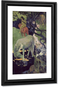 18" x 24" / Canvas Wrap The White Horse By Eugene Henri Paul Gauguin Fine Art Print