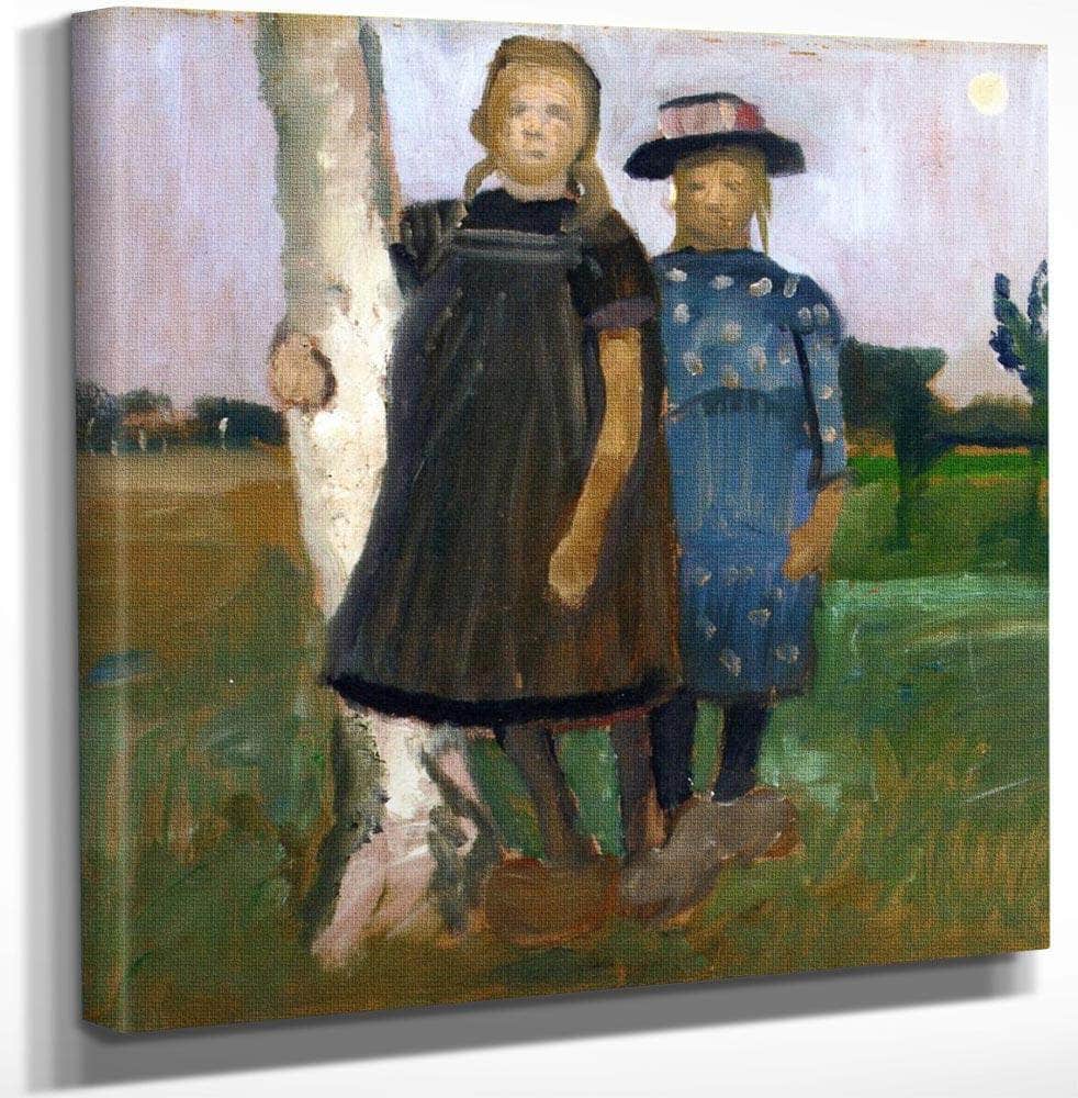 18" x 24" / Canvas Wrap Two Girls With A Birch Tree Trunk By Paula Modersohn Becker Fine Art Print