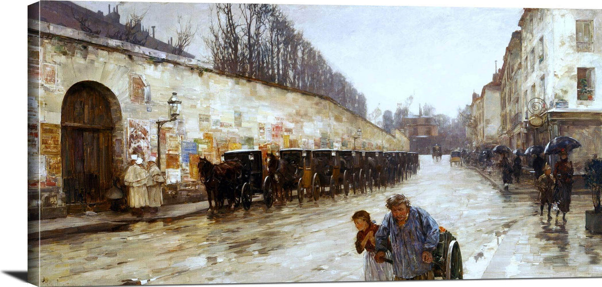 18" x 24" / Canvas Wrap Une Averse Rue Bonaparte Painting Childe Hassam Canvas Art Fine Art Print