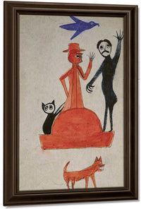18" x 24" / Canvas Wrap Untitled (Figure Construction With Waving Man) By Bill Traylor Fine Art Print