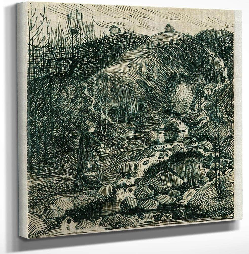 18" x 24" / Canvas Wrap Woman By A Stream By Nicolai Astrup Fine Art Print