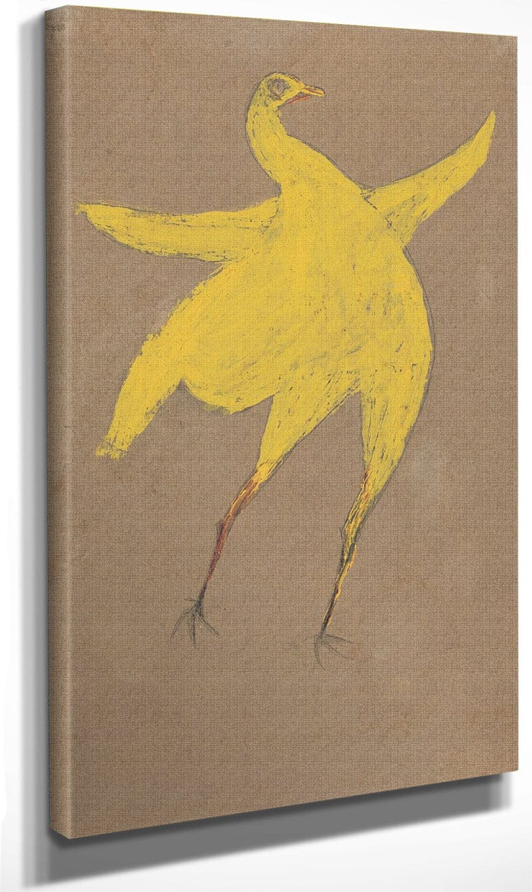 18" x 24" / Canvas Wrap Yellow Chicken By Bill Traylor Fine Art Print