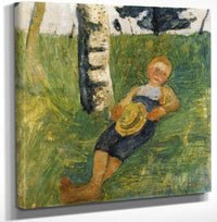 18" x 24" / Canvas Wrap Young Man Lying In Grass Next To A Birch Tree By Paula Modersohn Becker Fine Art Print