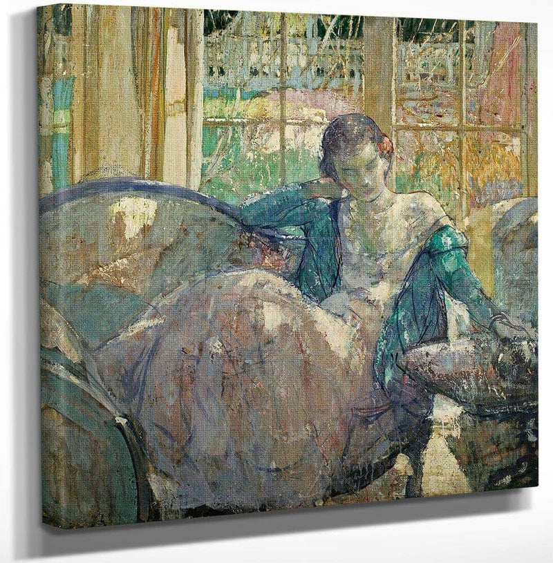 18" x 24" / Canvas Wrap Young Woman Seated On Sofa By Richard Edward Miller Fine Art Print