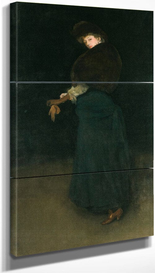 18" x 36" / Split Canvas Arrangement In Black The Lady In Yellow Buckskin Portrait Of Lady Archibald Campbell By James McNeill Whistler Fine Art Print