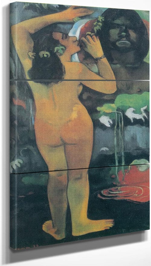 18" x 36" / Split Canvas Hina Tefatou ( The Moon And The Earth) By Paul Gauguin Fine Art Print