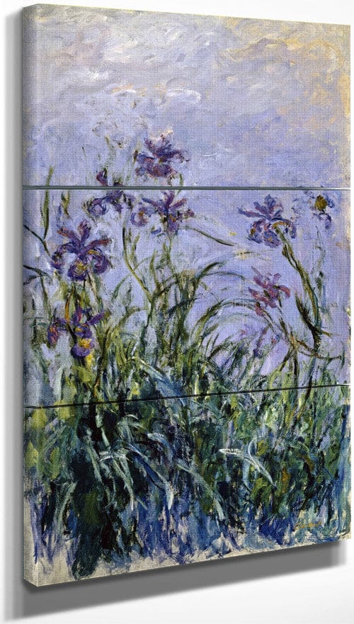 18" x 36" / Split Canvas Iris Mauves By Claude Monet Fine Art Print
